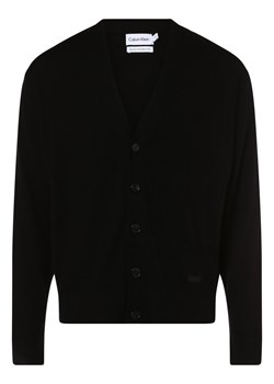 Calvin Klein Kardigan męski Mężczyźni Wełna czarny jednolity ze sklepu vangraaf w kategorii Swetry męskie - zdjęcie 162055993