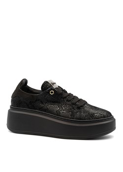 Czarne sznurowane sneakersy w wężowy wzór 237G ze sklepu NESCIOR w kategorii Buty sportowe damskie - zdjęcie 162063960