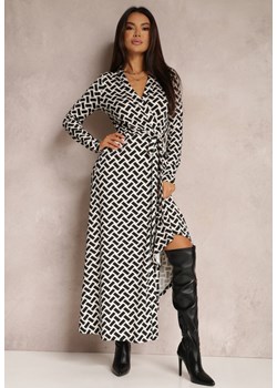 Czarno-Biała Sukienka Kopertowa Veaehuas ze sklepu Renee odzież w kategorii Sukienki - zdjęcie 162068561