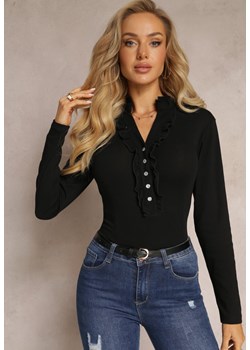 Czarna Bluzka Bawełniana z Falbankami Anefalu ze sklepu Renee odzież w kategorii Bluzki damskie - zdjęcie 162072630