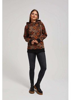 Bluza z kapturem i nadrukiem liści czarna ze sklepu Moodo.pl w kategorii Bluzy damskie - zdjęcie 162074672