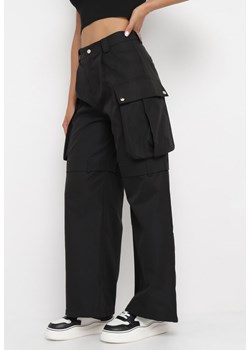 Czarne Spodnie Cargo z Szerokimi Nogawkami Milosani ze sklepu Born2be Odzież w kategorii Spodnie damskie - zdjęcie 162076483