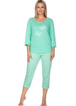 Bawełniana piżama damska z rękawem 3/4 zielona 642, Kolor zielony, Rozmiar XL, Regina ze sklepu Intymna w kategorii Piżamy damskie - zdjęcie 162079423