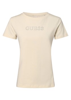 GUESS T-shirt damski Kobiety Bawełna beżowy jednolity ze sklepu vangraaf w kategorii Bluzki damskie - zdjęcie 162081460