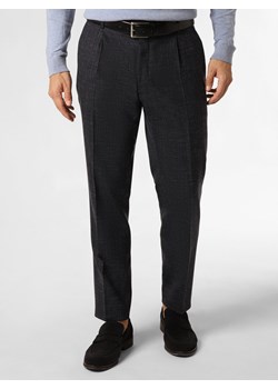 BOSS Męskie spodnie od garnituru modułowego z dodatkiem lnu Mężczyźni Slim Fit len granatowy wypukły wzór tkaniny ze sklepu vangraaf w kategorii Spodnie męskie - zdjęcie 162081474