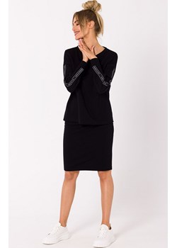 Bluza damska z lampasami czarna M727, Kolor czarny, Rozmiar L, MOE ze sklepu Primodo w kategorii Bluzy damskie - zdjęcie 162083174