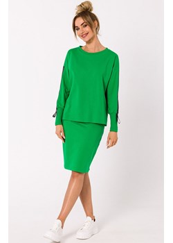 Bluza damska z lampasami M727, Kolor intensywna zieleń, Rozmiar L, MOE ze sklepu Primodo w kategorii Bluzy damskie - zdjęcie 162083184