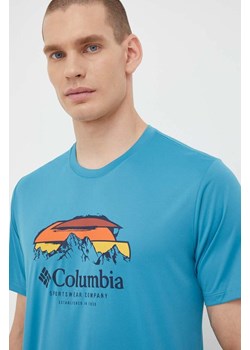 Columbia t-shirt sportowy Columbia Hike kolor niebieski z nadrukiem ze sklepu ANSWEAR.com w kategorii T-shirty męskie - zdjęcie 162089524