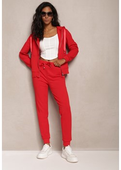 Czerwone Dresowe Spodnie z Kieszeniami i Ściągaczami oraz Gumką w Pasie Breones ze sklepu Renee odzież w kategorii Spodnie damskie - zdjęcie 162094313