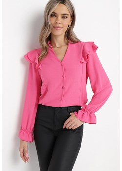 Różowa Koszula z Falbankami Sireguna ze sklepu Born2be Odzież w kategorii Koszule damskie - zdjęcie 162105560