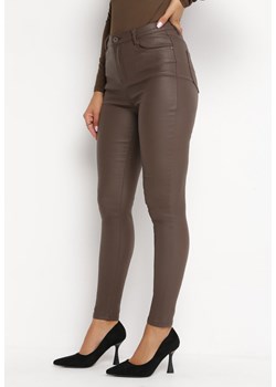 Brązowe Modelujące Spodnie Skinny z Kieszeniami Envoi ze sklepu Born2be Odzież w kategorii Spodnie damskie - zdjęcie 162107801