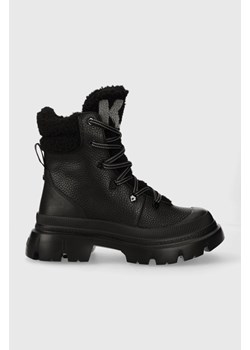 Karl Lagerfeld buty skórzane TREKKA MAX KC damskie kolor czarny na platformie ocieplone KL43563 ze sklepu ANSWEAR.com w kategorii Workery damskie - zdjęcie 162109684