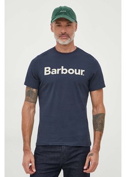 Barbour t-shirt bawełniany kolor granatowy z nadrukiem ze sklepu ANSWEAR.com w kategorii T-shirty męskie - zdjęcie 162109980