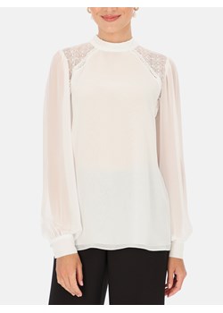 Biała bluzka z koronkową stójką L'AF Natali ze sklepu Eye For Fashion w kategorii Bluzki damskie - zdjęcie 162110260