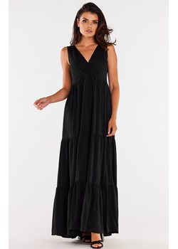 Czarna luźna sukienka maxi  A581 z wiskozy, Kolor czarny, Rozmiar L, Awama ze sklepu Primodo w kategorii Sukienki - zdjęcie 162114111