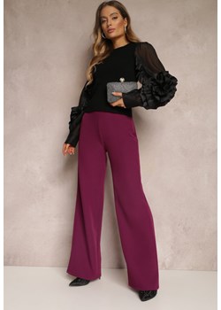 Fioletowe Spodnie Szerokie High Waist Dule ze sklepu Renee odzież w kategorii Spodnie damskie - zdjęcie 162116521