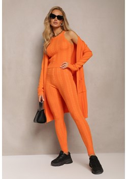 Pomarańczowy 3-częściowy Komplet z Miękkiej Dzianiny Enjel ze sklepu Renee odzież w kategorii Komplety i garnitury damskie - zdjęcie 162116541
