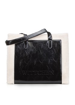 Torebka shopperka ze wstawkami ze sztucznego futerka czarno-kremowa ze sklepu WITTCHEN w kategorii Torby Shopper bag - zdjęcie 162117654