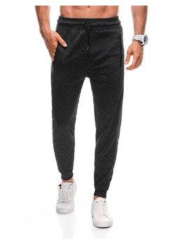 Spodnie męskie dresowe 1393P - grafitowe ze sklepu Edoti w kategorii Spodnie męskie - zdjęcie 162120601