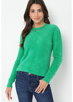 Zielony Puchaty Sweter Wełniany Helmintts ze sklepu Born2be Odzież w kategorii Swetry damskie - zdjęcie 162121724