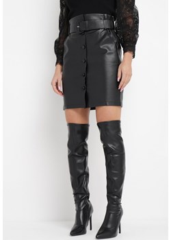 Czarna Spódnica Mini z Paskiem z Imitacji Skóry Idrala ze sklepu Born2be Odzież w kategorii Spódnice - zdjęcie 162142150