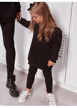 Czarny komplet dresowy z legginsami dla dziecka Minkaa - czarny ze sklepu pakuten.pl w kategorii Dresy dziewczęce - zdjęcie 162156551