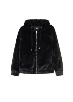 Cropp - Czarna kurtka ze sztucznego futra - czarny ze sklepu Cropp w kategorii Futra damskie - zdjęcie 162162520