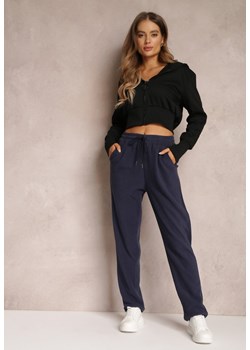 Granatowe Spodnie Dresowe z Gumką w Pasie Imith ze sklepu Renee odzież w kategorii Spodnie damskie - zdjęcie 162163543