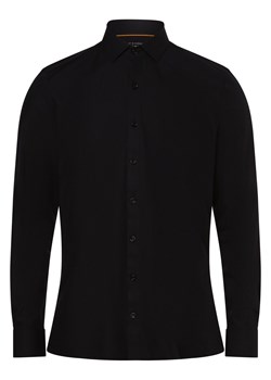 Finshley & Harding Koszula męska łatwa w prasowaniu Mężczyźni Super Slim Fit Bawełna czarny jednolity ze sklepu vangraaf w kategorii Koszule męskie - zdjęcie 162196891