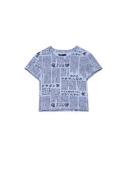 Cropp - T-shirt z tekstowym nadrukiem - fioletowy ze sklepu Cropp w kategorii Bluzki damskie - zdjęcie 162234474