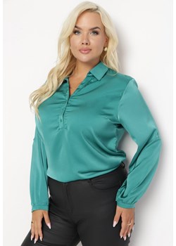 Zielona Bluzka z Dekoltem w Serek Elphege ze sklepu Born2be Odzież w kategorii Bluzki damskie - zdjęcie 162268721