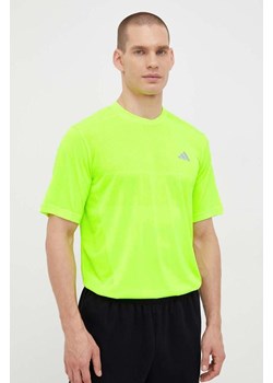 adidas Performance t-shirt do biegania Ultimate kolor zielony gładki ze sklepu ANSWEAR.com w kategorii T-shirty męskie - zdjęcie 162274194