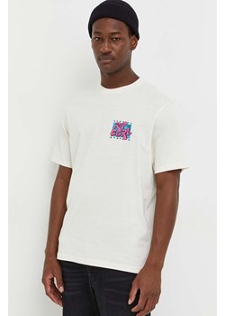 Rip Curl t-shirt bawełniany kolor beżowy z nadrukiem ze sklepu ANSWEAR.com w kategorii T-shirty męskie - zdjęcie 162274234