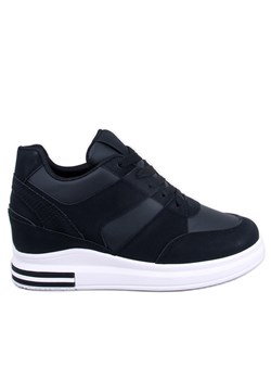 Sneakersy na koturnie Rinno Black czarne ze sklepu ButyModne.pl w kategorii Buty sportowe damskie - zdjęcie 162285361