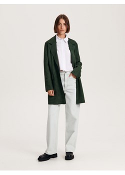 Reserved - Jednorzędowy płaszcz - oliwkowy ze sklepu Reserved w kategorii Płaszcze damskie - zdjęcie 162298251
