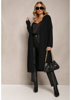 Czarny Długi Kardigan Zapinany Rousalere ze sklepu Renee odzież w kategorii Swetry damskie - zdjęcie 162301002