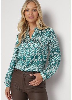 Zielona Koszula we Wzorzysty Print Enzoa ze sklepu Born2be Odzież w kategorii Koszule damskie - zdjęcie 162303821
