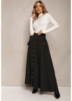 Czarna Rozkloszowana Spódnica Maxi z Guzikami Alcudia ze sklepu Renee odzież w kategorii Spódnice - zdjęcie 162304071