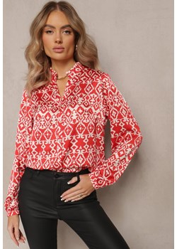 Czerwona Koszula na Guziki w Fantazyjny Print Gavino ze sklepu Renee odzież w kategorii Koszule damskie - zdjęcie 162304342