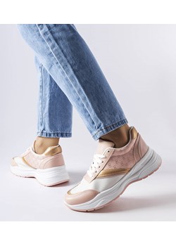 Różowo-białe sneakersy ze złotym akcentem duffy ze sklepu gemre w kategorii Buty sportowe damskie - zdjęcie 162305691