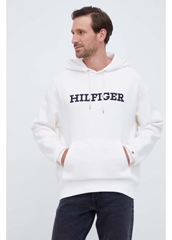 Tommy Hilfiger bluza męska kolor beżowy z kapturem z aplikacją ze sklepu ANSWEAR.com w kategorii Bluzy męskie - zdjęcie 162309082