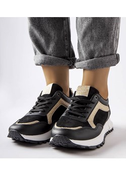 Czarne sneakersy z brokatowym zdobieniem Busso ze sklepu gemre w kategorii Buty sportowe damskie - zdjęcie 162310112