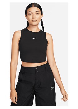 Damska przylegająca koszulka bez rękawów w drobny prążek o skróconym kroju Nike Sportswear Chill Knit - Czerń ze sklepu Nike poland w kategorii Bluzki damskie - zdjęcie 162312103