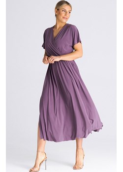 Sukienka długa z kopertową górą fioletowa M935, Kolor fioletowy, Rozmiar L/XL, Figl ze sklepu Primodo w kategorii Sukienki - zdjęcie 162313613