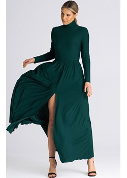 Sukienka długa z golfem zielona M936, Kolor zielony, Rozmiar L, Figl ze sklepu Primodo w kategorii Sukienki - zdjęcie 162313623