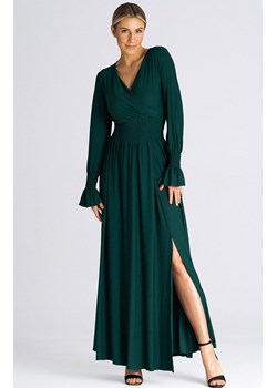 Długa oliwkowa sukienka z bufiastym rękawem M940, Kolor zielony, Rozmiar L/XL, Figl ze sklepu Primodo w kategorii Sukienki - zdjęcie 162313663