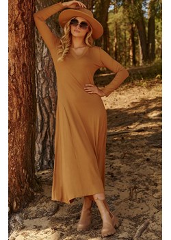 Luźna sukienka maxi z wiskozy camelowa M809, Kolor camel, Rozmiar S, Makadamia ze sklepu Primodo w kategorii Sukienki - zdjęcie 162313702