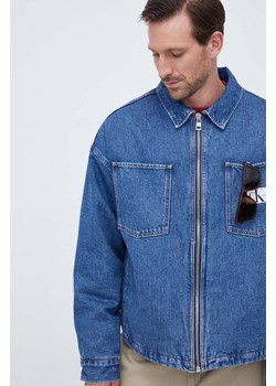 Calvin Klein Jeans kurtka jeansowa męska kolor niebieski przejściowa oversize ze sklepu ANSWEAR.com w kategorii Kurtki męskie - zdjęcie 162315333
