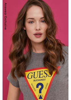 Guess T-shirt damski kolor szary ze sklepu ANSWEAR.com w kategorii Bluzki damskie - zdjęcie 162345052