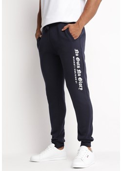Granatowe Spodnie Dresowe z Nadrukiem Launde ze sklepu Born2be Odzież w kategorii Spodnie męskie - zdjęcie 162346350